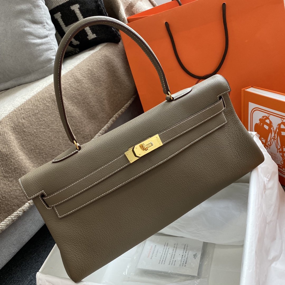 HM Shoulder Kelly CK37 Cream For Womtlm Gold Color Hardware 16.5in/42cm