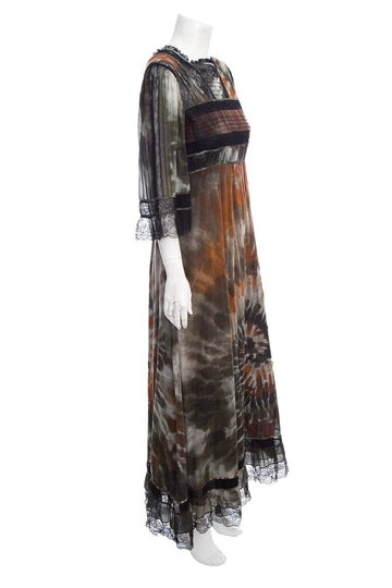Valentino Multicolor Tie-Dye Lace Detail Dress SZ M