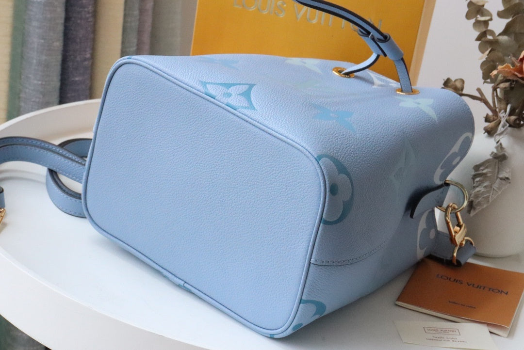 LV NeoNoe BB Bucket Bag Monogram Empreinte Blue For Womtlm, Womtlm’s Handbags, Shoulder Bags 7.9in/20cm LV M45709