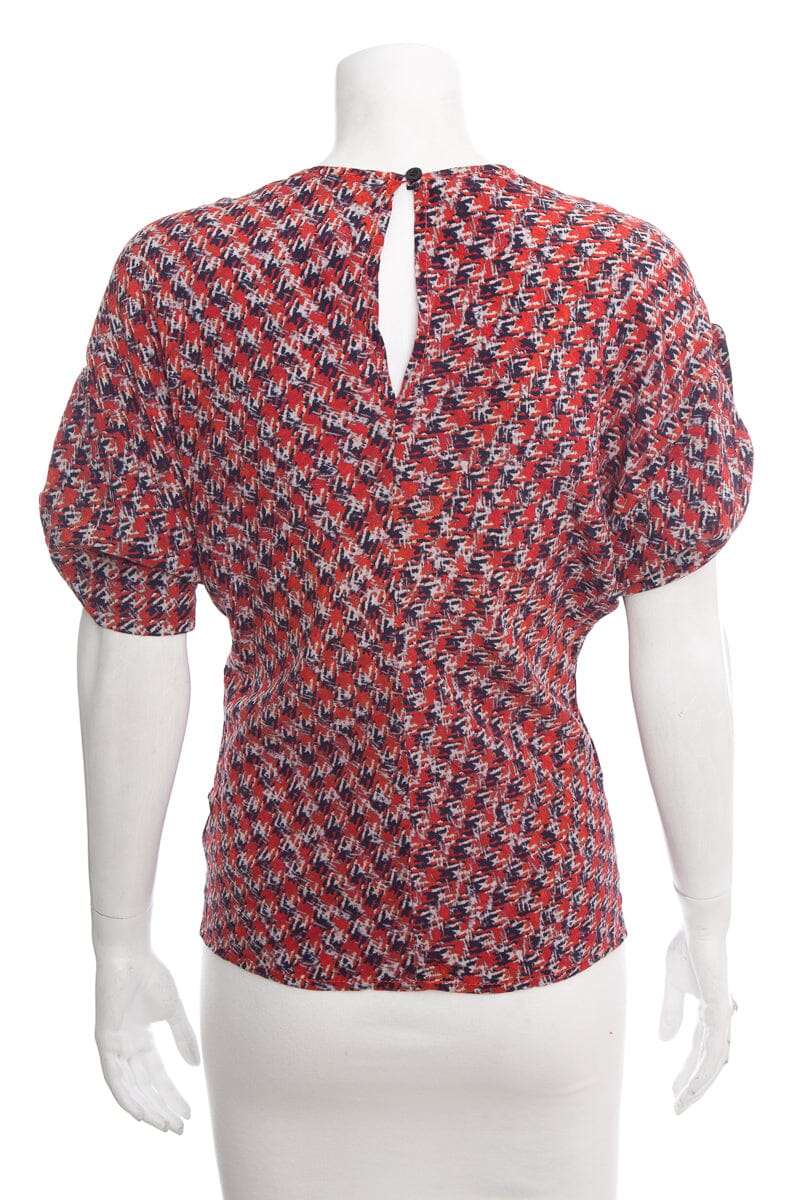 Louis Vuitton Red Printed Short Sleeve Blouse SZ 36