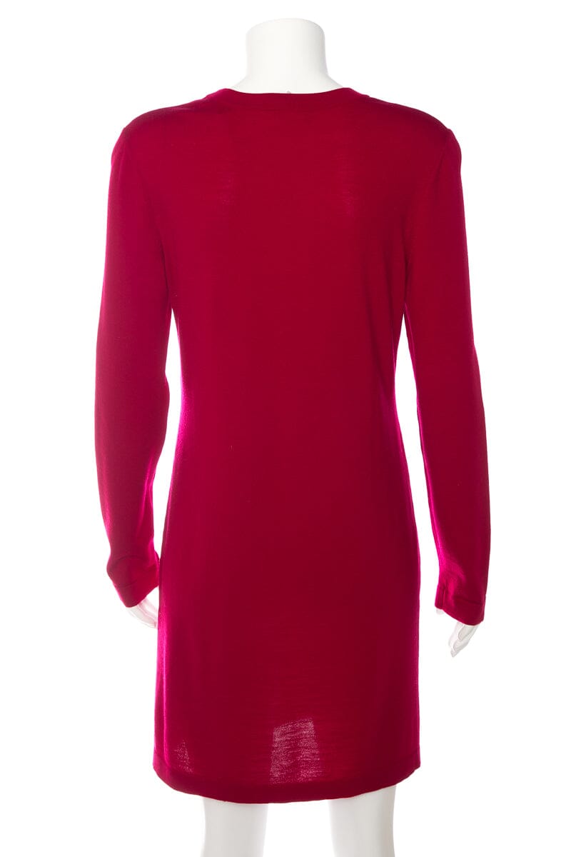 Chanel Scarlet Knit Long Sleeve Dress SZ 38