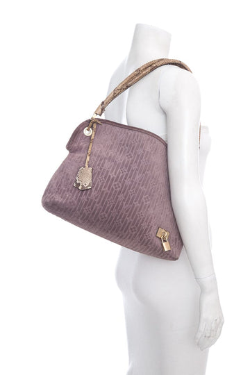 Louis Vuitton 2008 Python Trimmed Suede Whisper HandBag