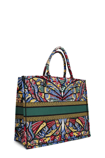 Embroidered Book Tote Multicolor Butterfly
