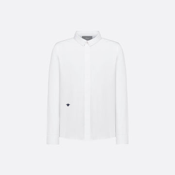 Kids Shirt White Cotton-Blend Poplin