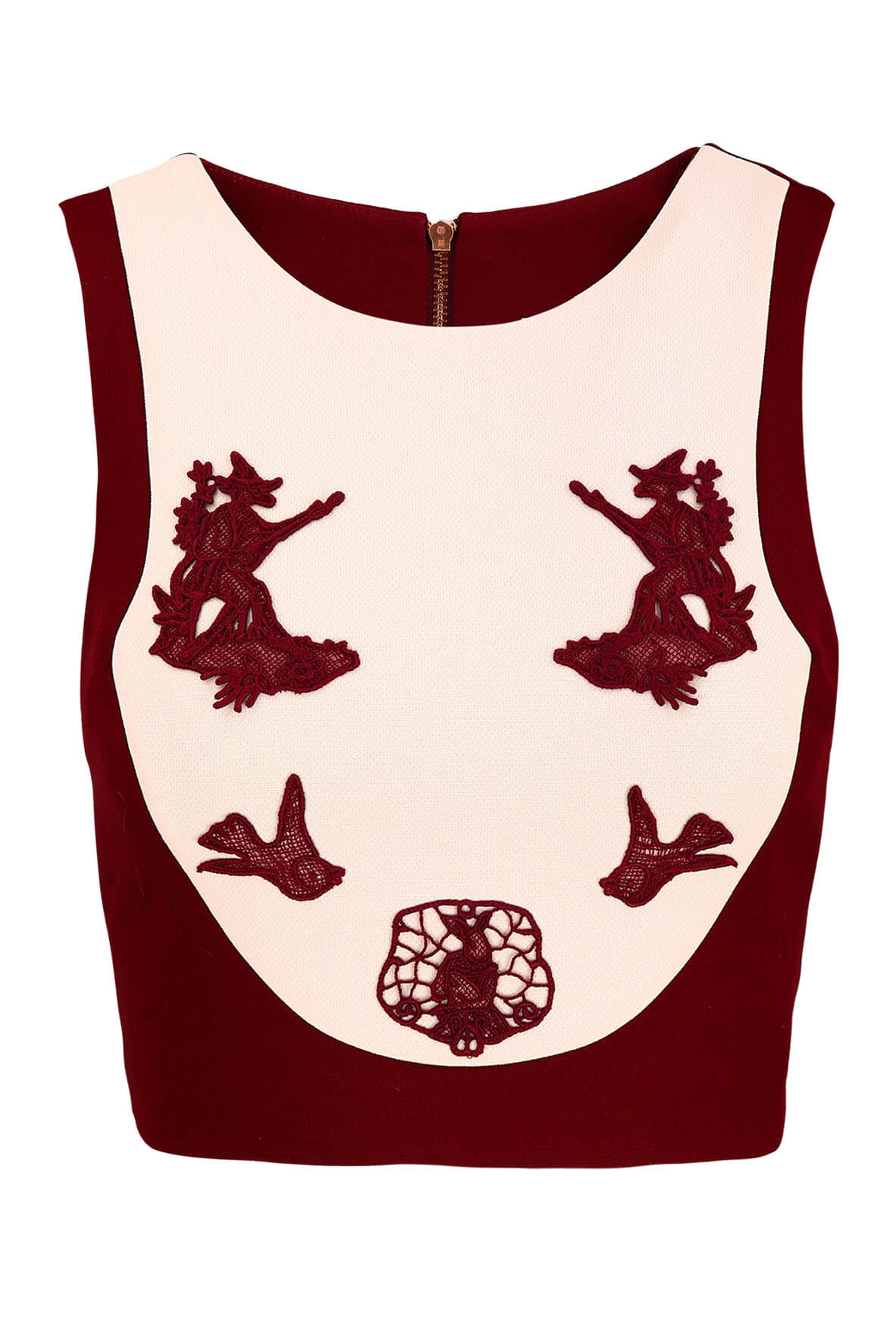 Punk Custom Sleeveless Cropped Top with Colonial Guipure