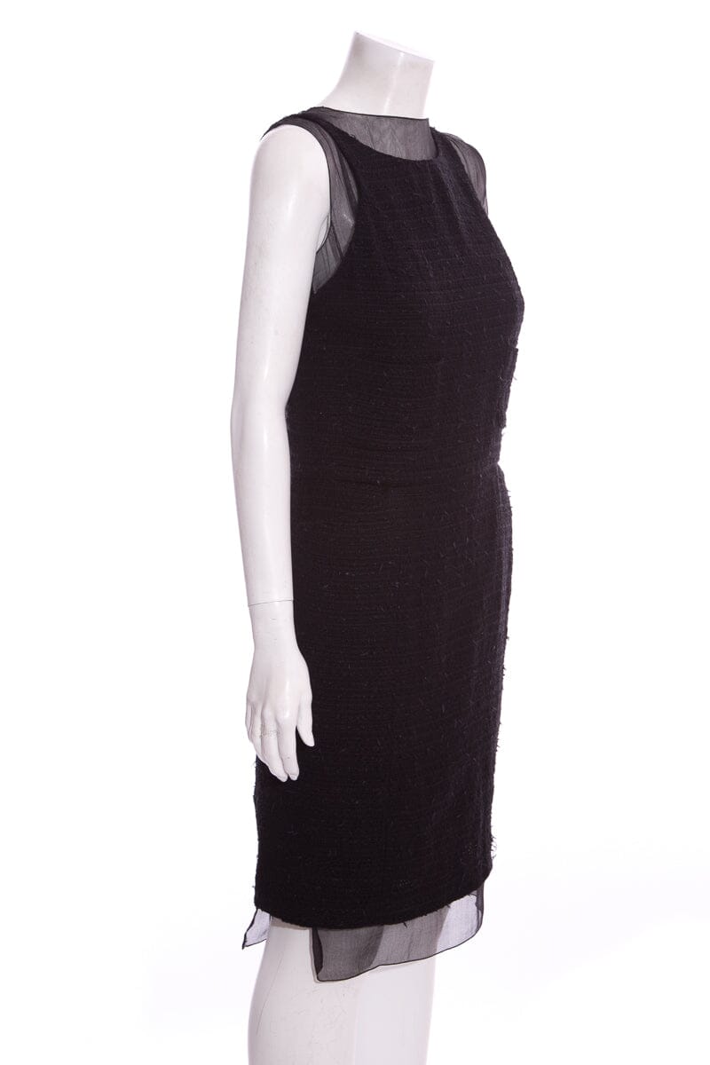 Chanel Pre-Fall '06 Black Tweed/Mesh Dress SZ 38