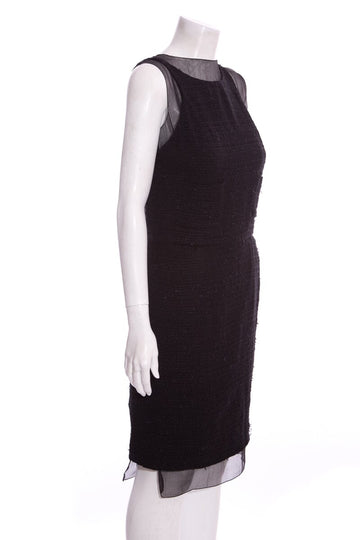 Chanel Pre-Fall '06 Black Tweed/Mesh Dress SZ 38