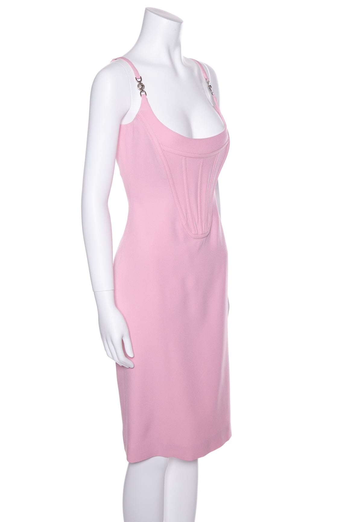 Versace Pink Corset Midi Sleeveless Dress SZ 40