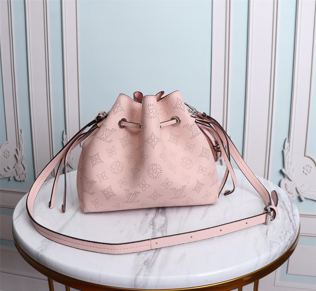 LV Bella Bucket Bag Mahina Magnolia Pink For Womtlm, Womtlm’s Handbags, Shoulder And Crossbody Bags 7.5in/22cm LV M57068