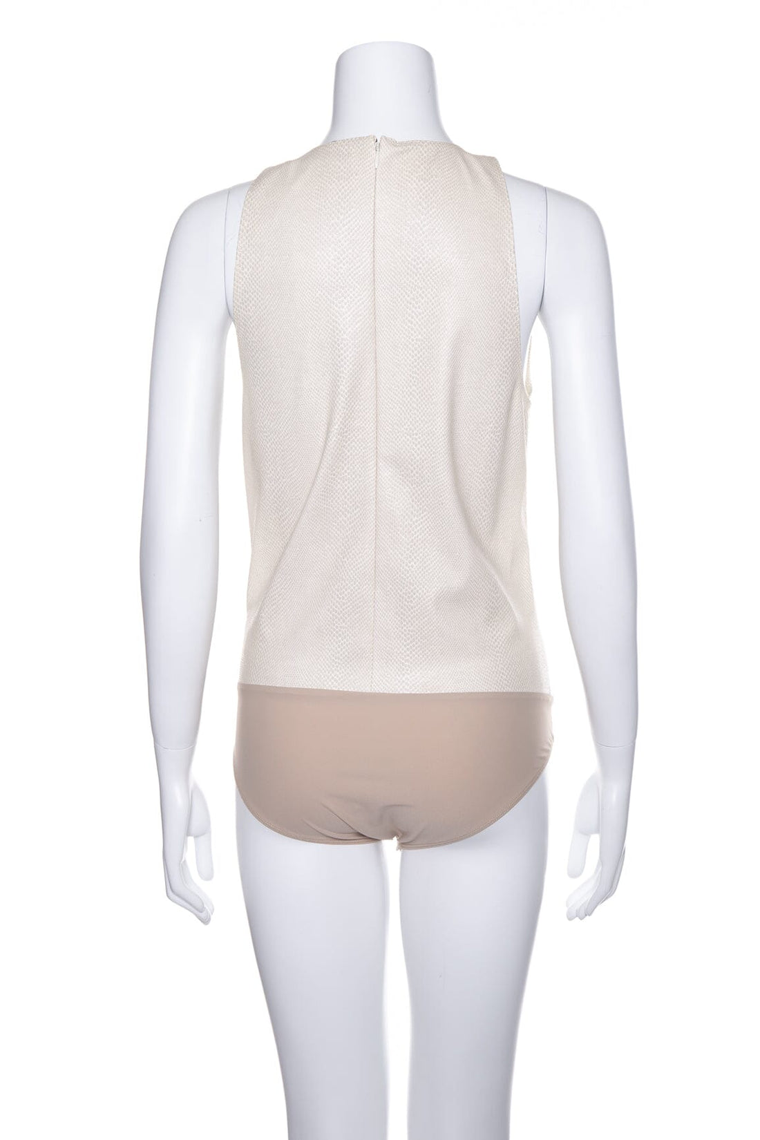 Sally LaPointe Beige Snake Print Faux Leather Bodysuit SZ 10
