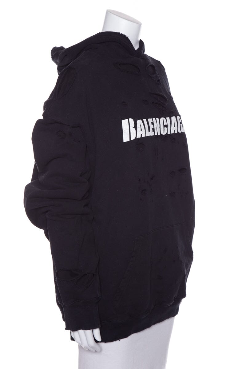 Balenciaga Black Logo Oversized Distressed Sweatshirt SZ S
