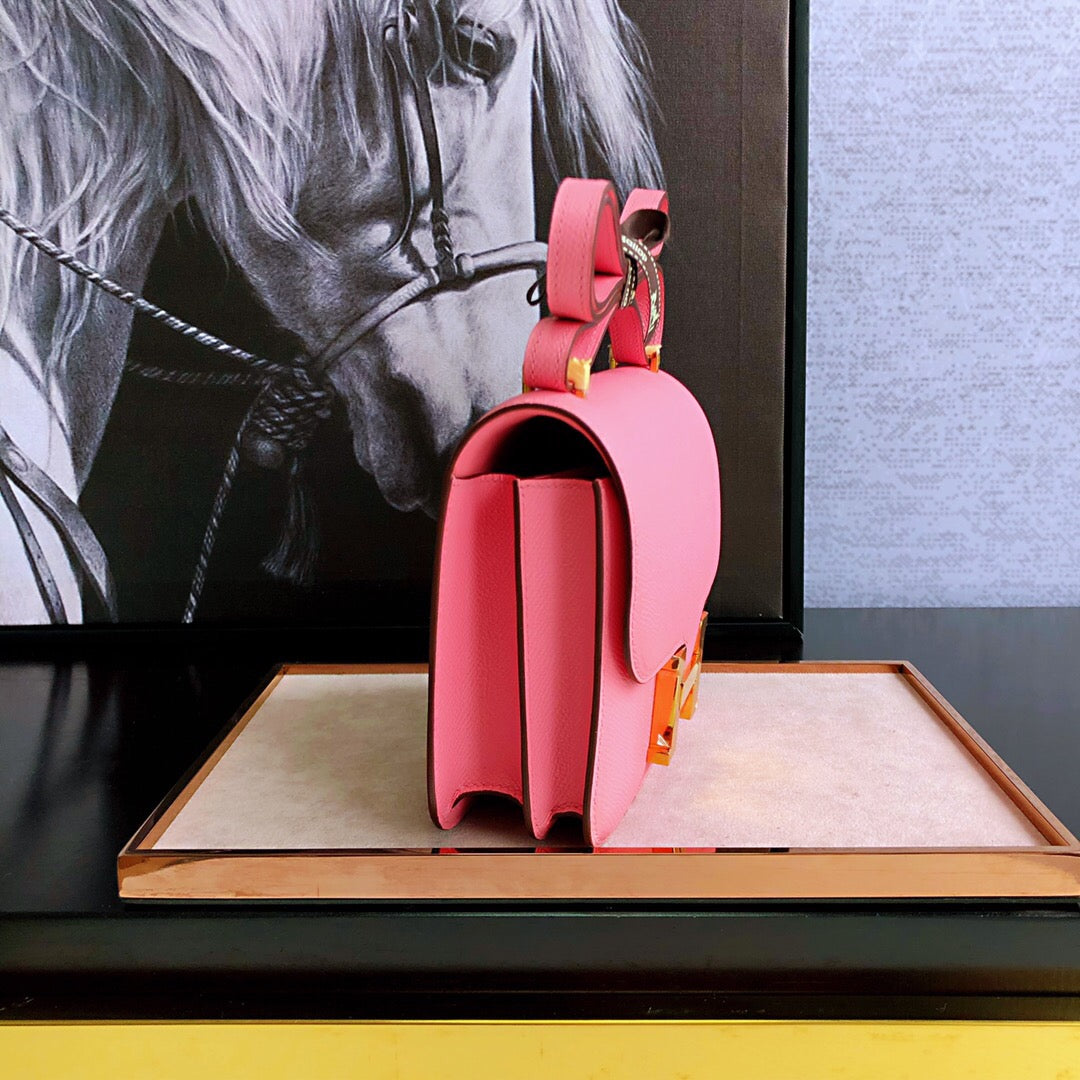 HM Constance 23 Epsom Pink For Womtlm, Womtlm’s Handbags, Shoulder Bags 9in/23cm