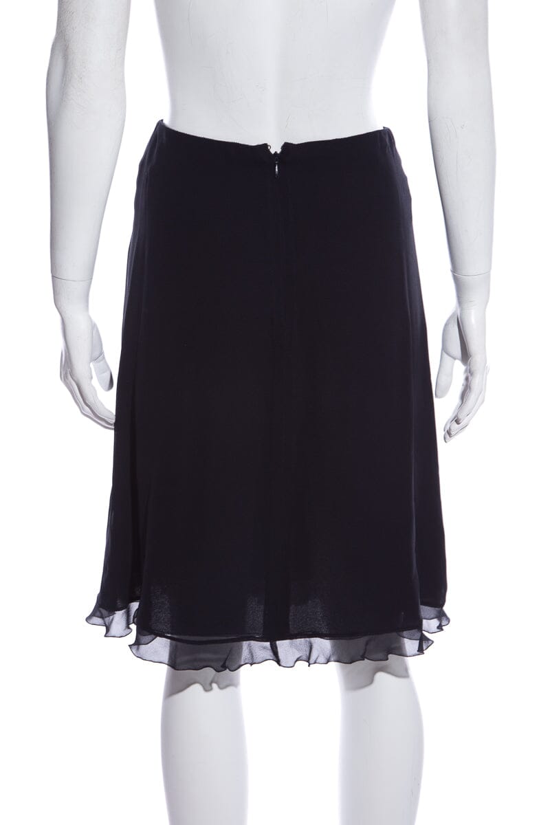 Chanel  '01 Navy Ruffle Hem Skirt SZ 36