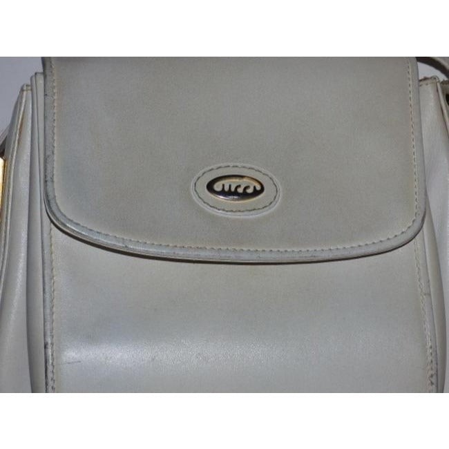 Gucci Vintage White With Bold Gold Accents Leather Shoulder Bag