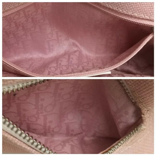 Dior Cross Body Or Shoulder Style Pink And Pink And White Trotter Logo Print Canvas And Pink And Whi