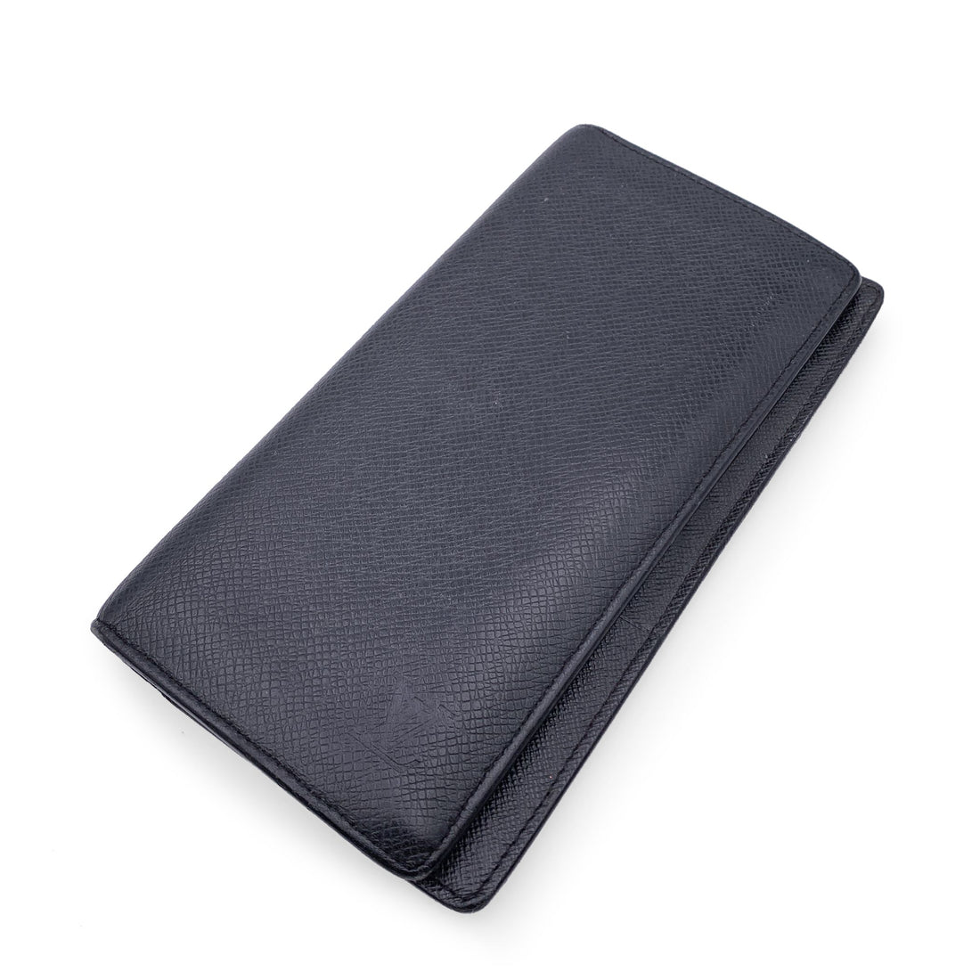 LOUIS VUITTON Black Taiga Leather Long Brazza Continental Wallet