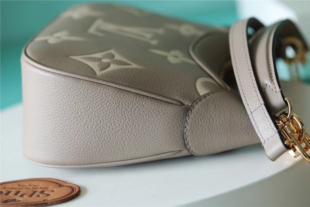 LV Bagatelle Monogram Empreinte Tourterelle Gray / Creme Beige For Womtlm,  Shoulder And Crossbody Bags 22cm/8.7in LV M46112
