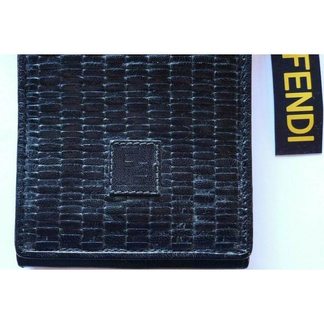 Fendi Shoulder Clutch Two Way Or Woven Black Leather Cross Body Bag