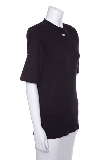 Off White Black Short Sleeve Blouse SZ 36