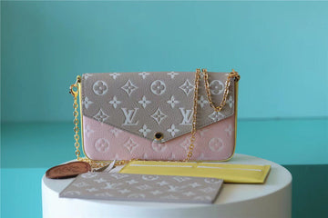 LV Pochette Felicie Monogram Empreinte Pink/ Beige/ Yellow For Womtlm,  Shoulder And Crossbody Bags 21cm/8.3in LV M81359
