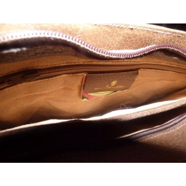 Gucci W Red Green Striped Coated Canvas Accents Brown Leather Cross Body Bag