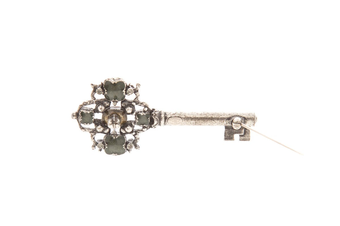 Chanel 2017 Silver Key & Gripoix Brooch