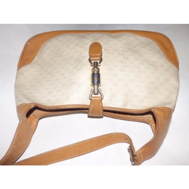 Gucci Jackie Hobo Vintage Purse Beige Leather And Gg Leather Shoulder Bag