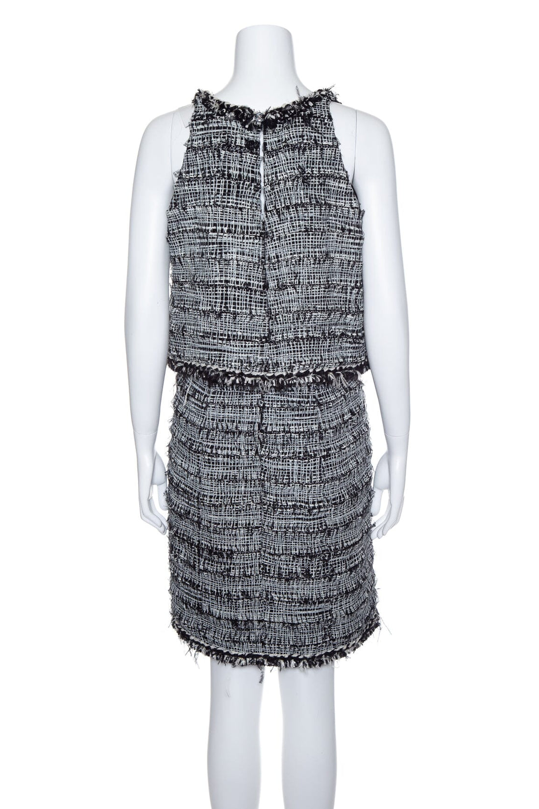 Chanel Black Tweed Sleeveless Dress SZ 38