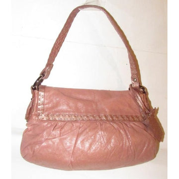 Fendi Selleria Chef Style Purse Metallic Pink Leather Shoulder Bag