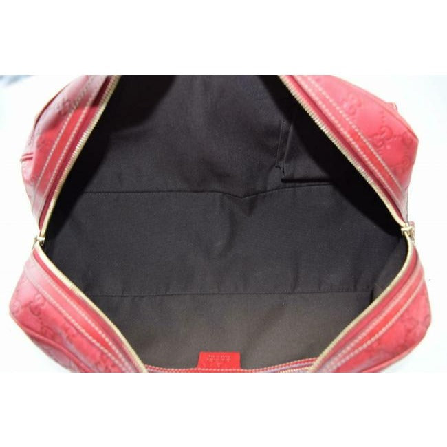 Gucci Joy Boston Bag Padlock Limited Edition Red Large G Logo Embossed Leather With Red Enamel