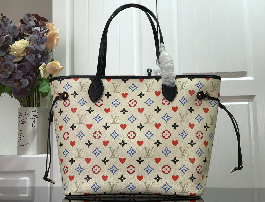 LV Neverfull MM Game On Tote Bag Monogram Canvas White By Nicolas Ghesquiere For Womtlm, Womtlm’s Handbags, Shoulder Bags 12.2in/31cm LV M57462