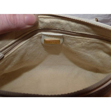 Gucci Vintage White Small G Logo Print Leather Coated Canvas Satchel