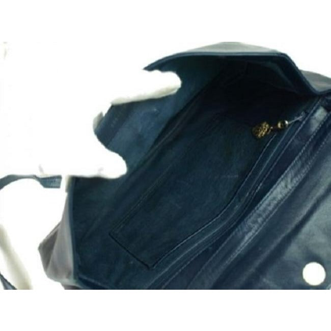 Gucci Vintage Navy Blue Leather With Grayish Lavender Trim Shoulder Bag