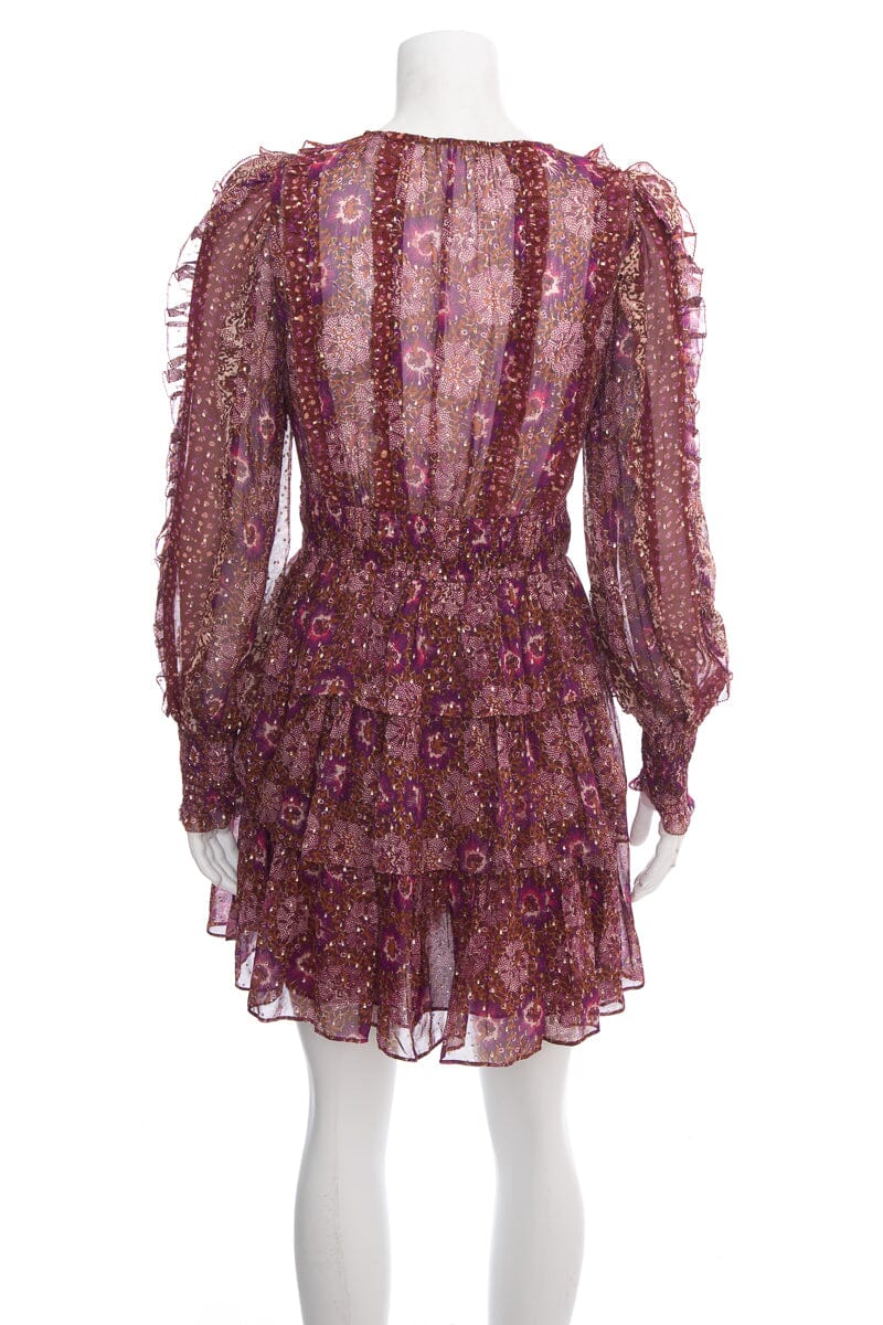 Ulla Johnson Purple Printed Ruffle Dress SZ 0