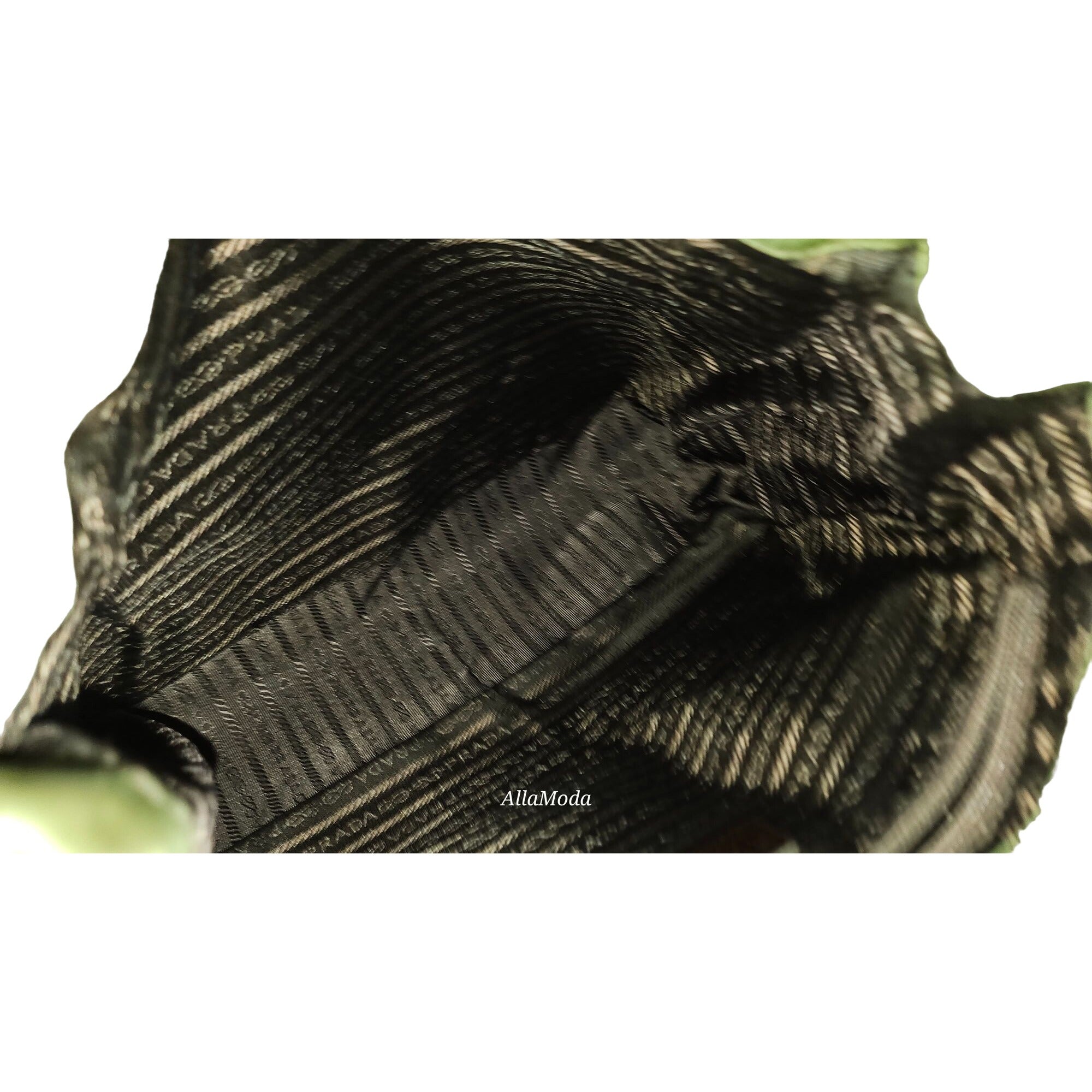 Prada olive nylon 1990's re-edition hobo with a Lucite strap