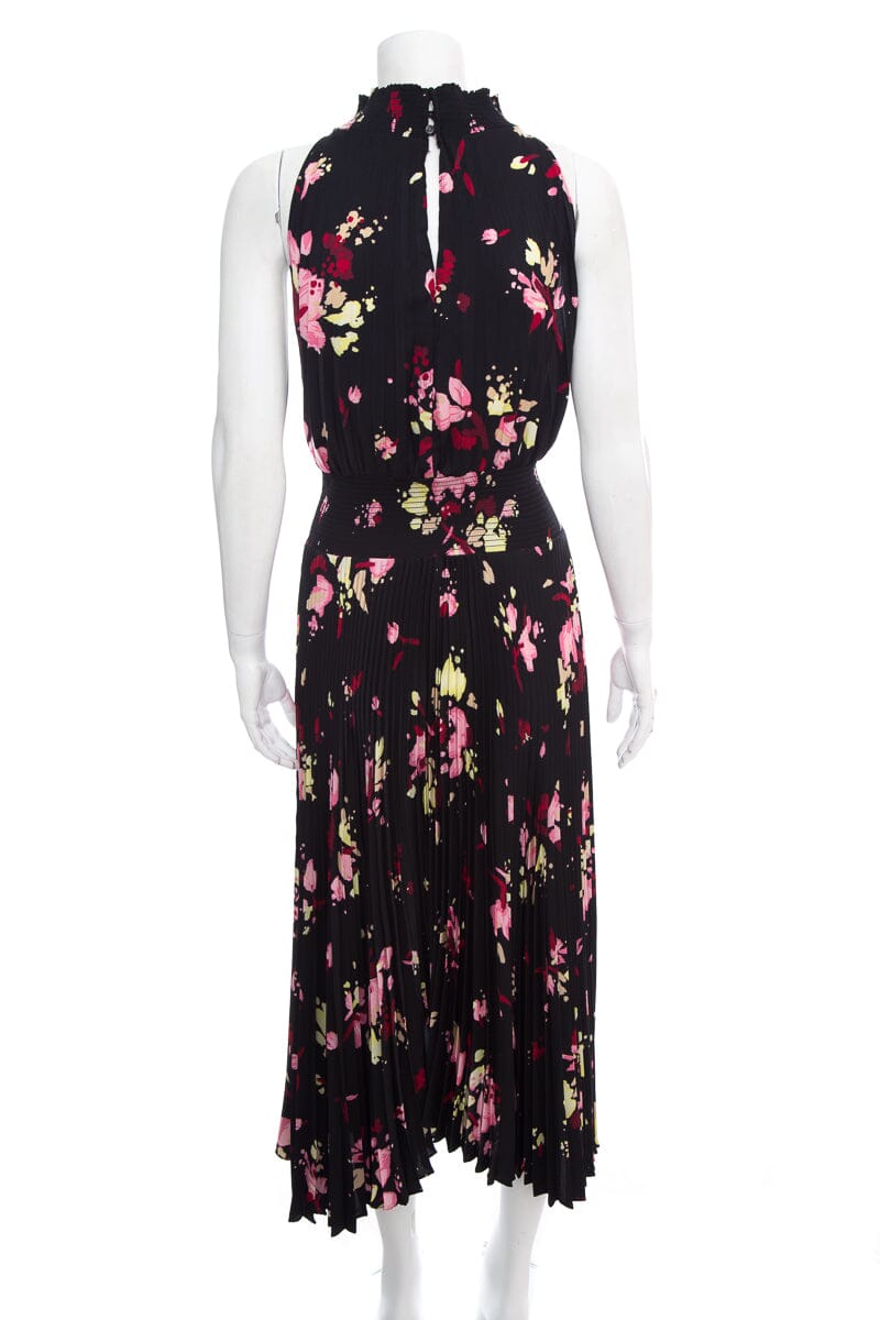 ALC Black Floral Sleeveless Pleat Dress SZ 6