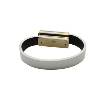 Chanel White Leather Logo Bracelet