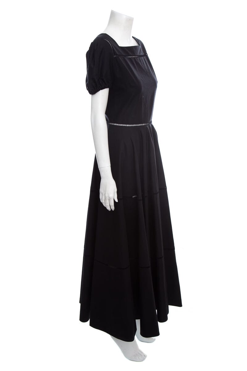 Alaia Black Cotton Maxi Short Sleeve Dress SZ 44