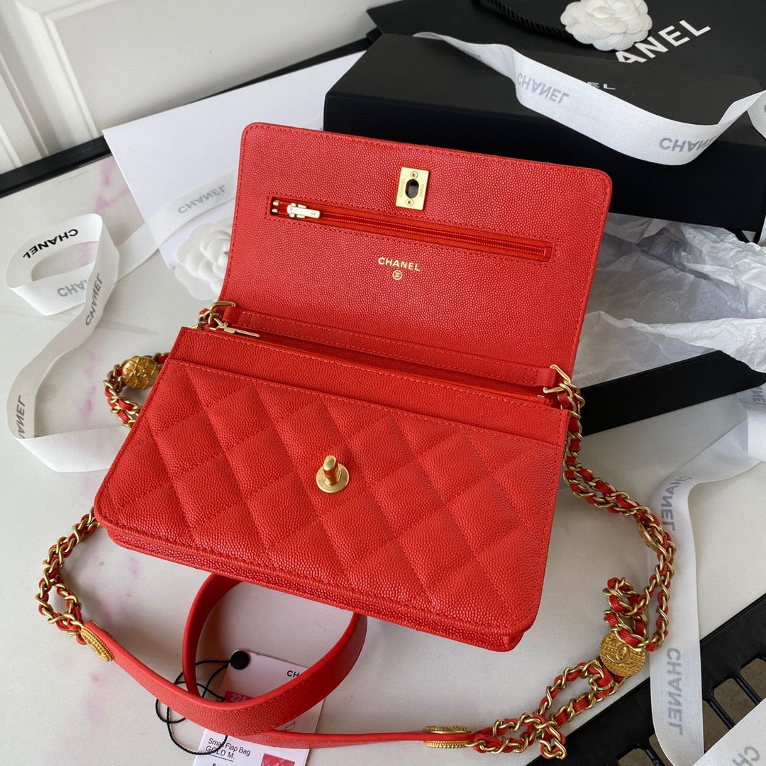 CHLSmall Flap Bag Gold Hardware Red For Womtlm, Womtlm&#8217;s Handbags, Shoulder Bags 7.5in/19cm AP2840