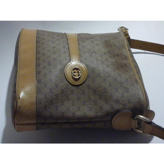 Gucci Vintage Purses Shades Of Brown Leather Coated Canvas Crossbody Bag