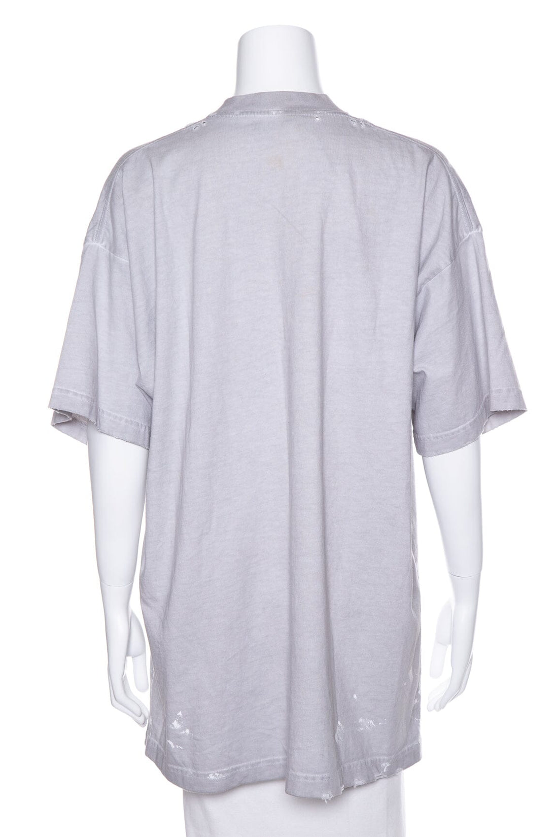 Balenciaga Grey Metal Distressed Logo T-Shirt SZ L