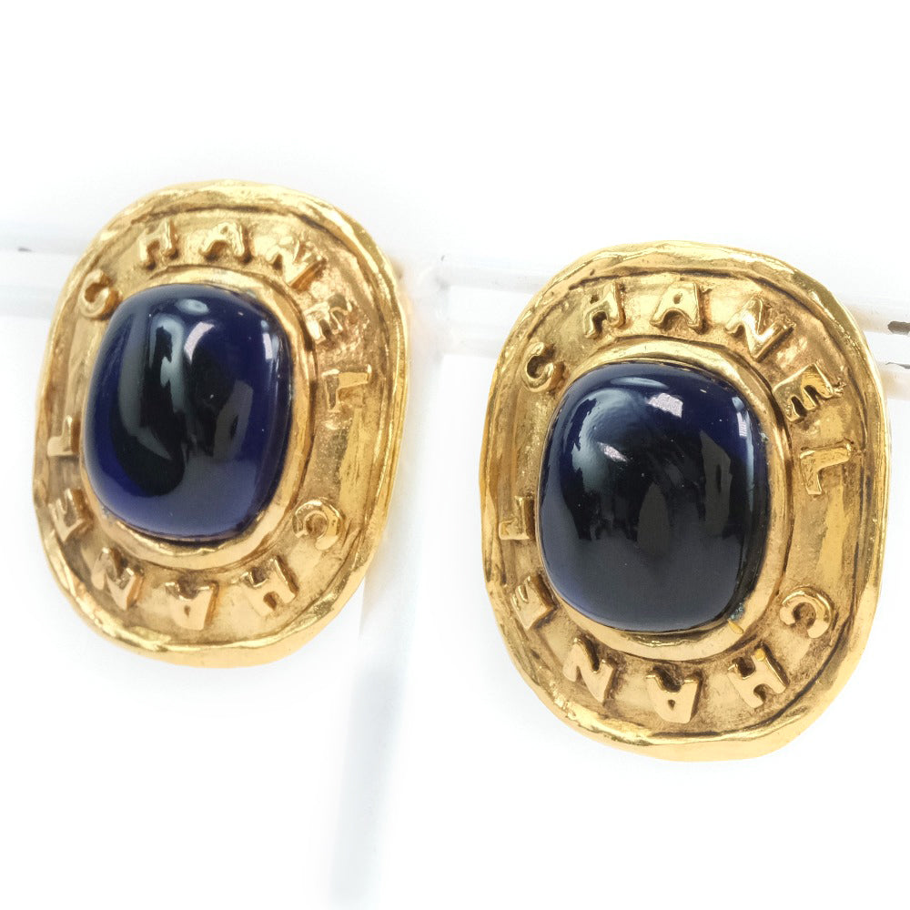 ?Suale  OFF?Chanel CHANEL Earring Vintage Color Stone G Plated  Blue Stone Blue Gold 26 Square  ?A- ?