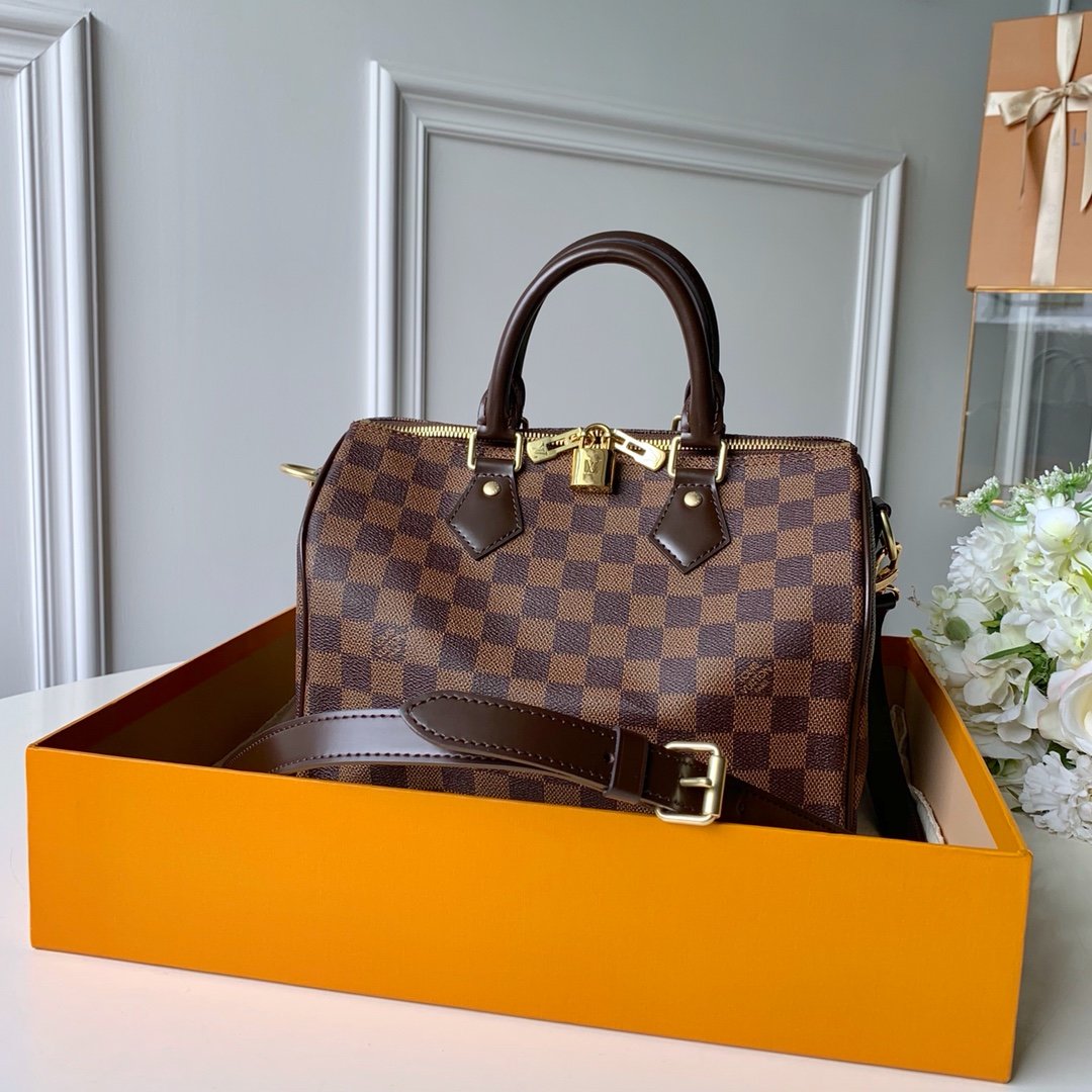 LV Speedy Bandouliere 25 Damier Ebtlme Canvas For Womtlm,  Shoulder And Crossbody Bags 9.8in/25cm LV N41368
