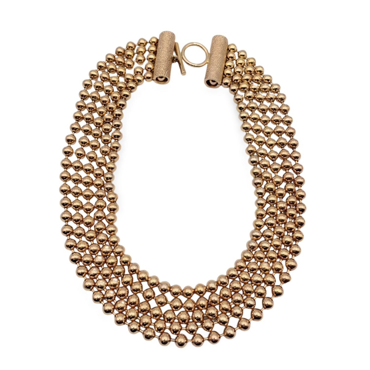 CHRISTIAN DIOR Vintage Gold Metal Multi Strand Beaded Chain Necklace