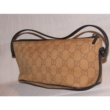 Gucci Vintage Rusty Orange Large G Logo Print Canvas Brown Leather And Hobo Bag