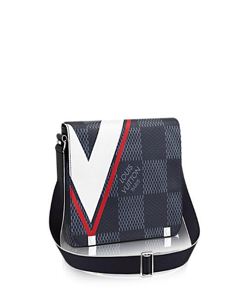 Louis Vuitton District PM Messenger Bag Damier Cobalt Canvas Red