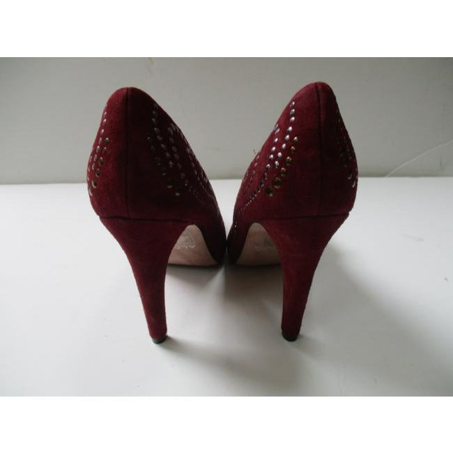 Aldo Burgundy Pewter Brass Studded Surface Pumps Size Us