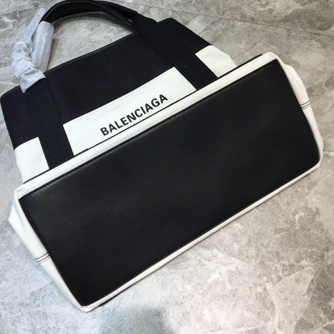 Baltlm Navy Medium Cabas Tote Bag In Black And White, For Womtlm,  Bags 14.1in/36cm