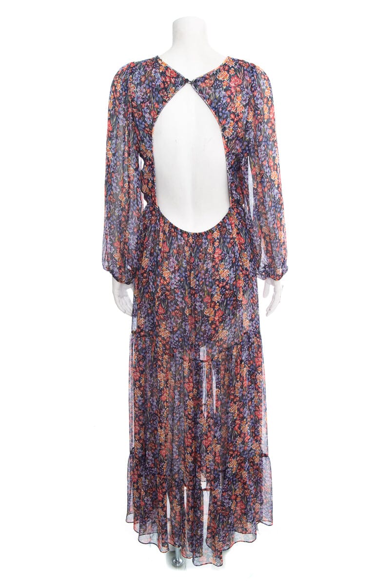 Misa Multicolor Floral Sheer Maxi Dress SZ L