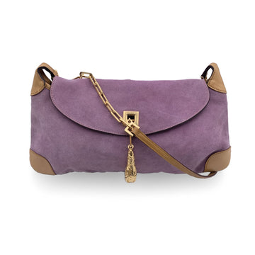 GUCCI Lilac Suede Tom Ford Tiger Head Shoulder Bag